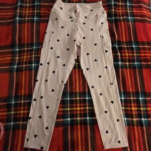Victoria Secret Ultimate Leggings pink w/black hearts, Size Medium